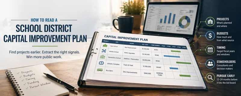 School district Capital Improvement Plan document with line items and funding